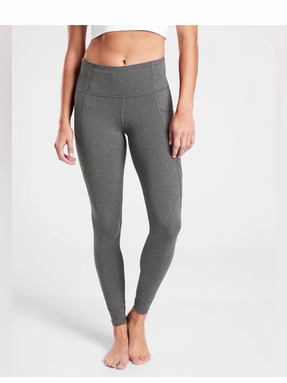 Athleta Grey Stash Pocket Salutation Tight